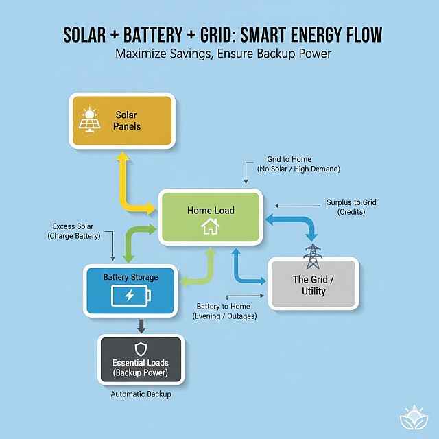 NavigatingSolar - Free Online Solar Planning & Research Toolkit Fully Intergrated Home-solar System Diagram