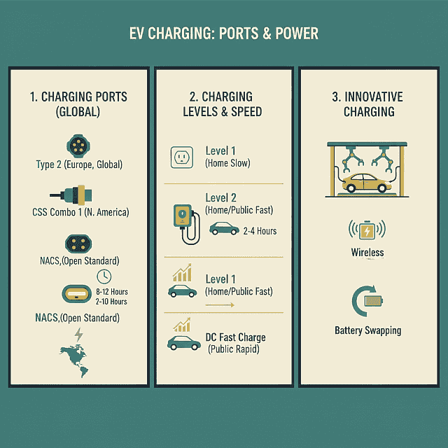 Innovative EV Charging : Ports, Charging levels&speeds illustrated