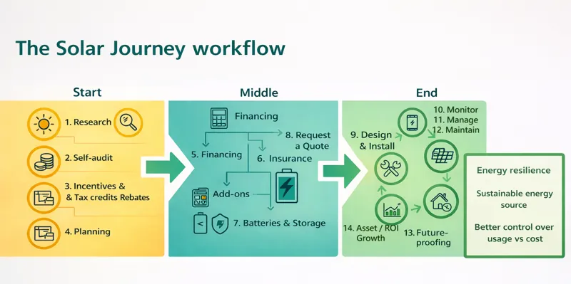 Mapping your solar journey: an overview of the process of going solar.