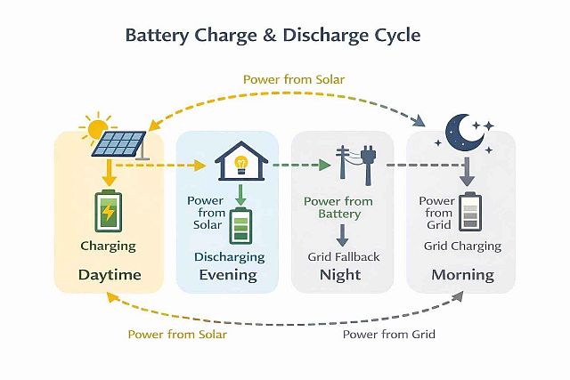 Solar Battery Charge & Discharge Cycle