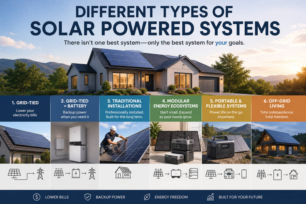 Different types solar systems Different types solar -powered systems