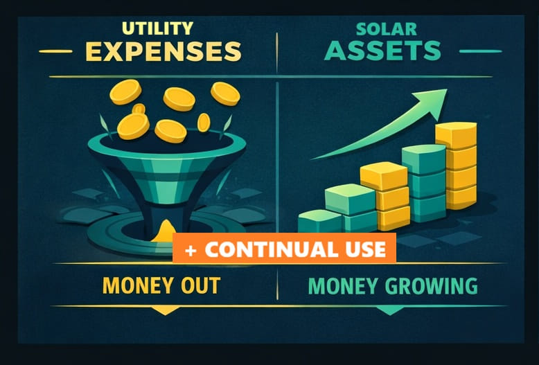 Utility expenses vs Solar assets - which grows value over time?