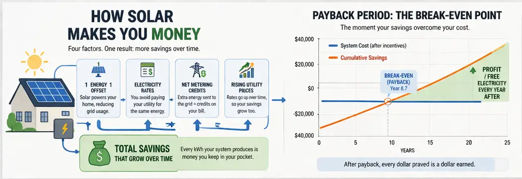 Solar savings and ROI explained: Visual 1