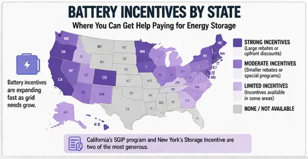 Battery Incentives by State for 2026