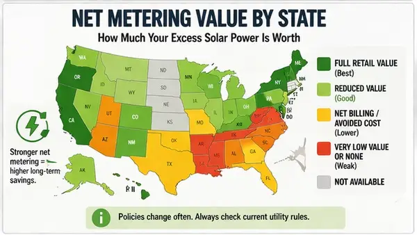 Net Metering Value by State for 2026