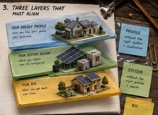 Explaining the layers of solar ROI :🧩 Energy Profiles, Systems Types, and ROI Are Different Layers