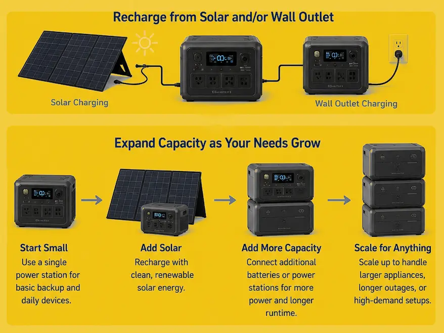 7.1.2 How portable battery backup systems work and expand A diagram explaining How portable battery backup systems work and expand