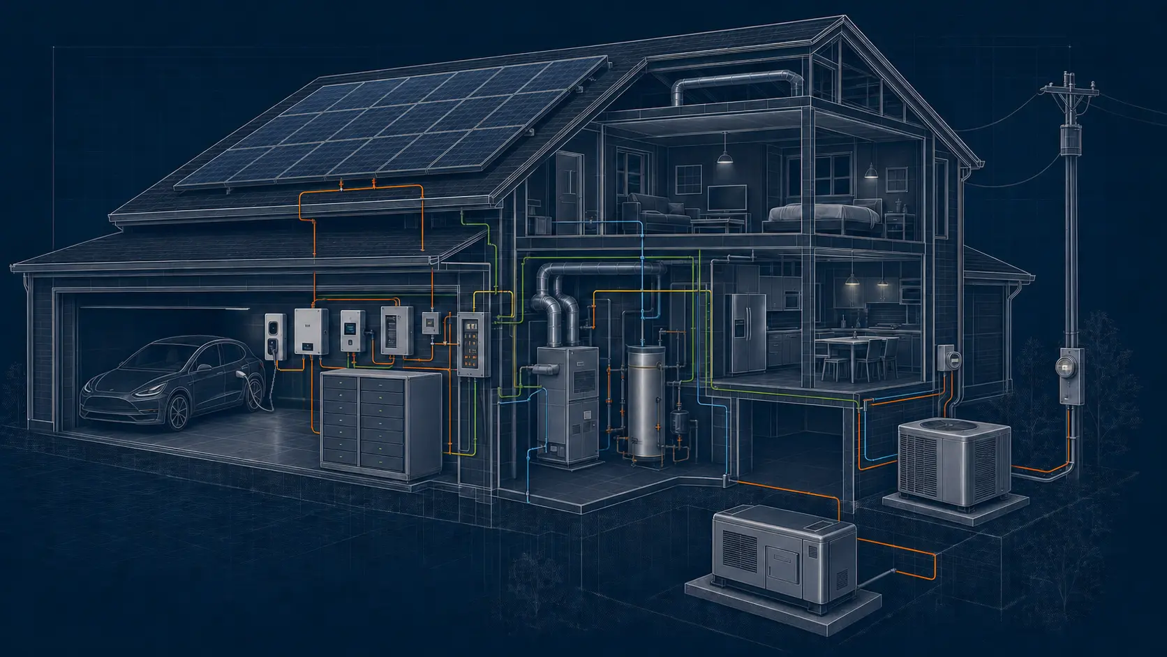 Whole-home Energy Ecosystem Diagram showing the planning of a Whole-home Energy Ecosystem